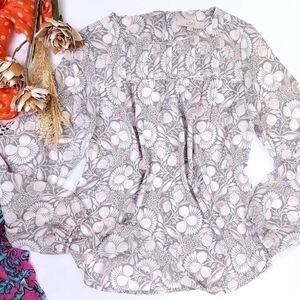 Loft Grey Pink Floral Top Sz S
